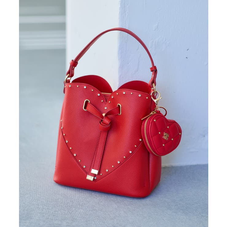 レッド(60) | ラインストーン＆スタッズハートカットバッグ | VIS 