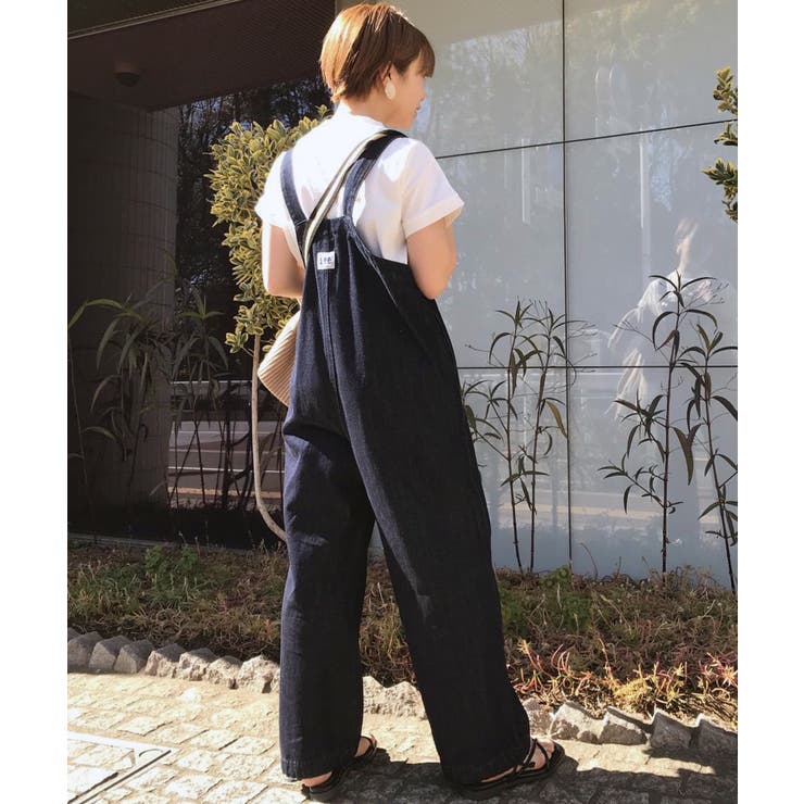 Lee×ViS】フロントジップサロペットパンツ【WEB限定カラー:ネイビー