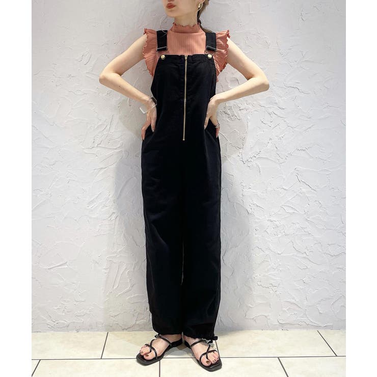 Lee×ViS】フロントジップサロペットパンツ【WEB限定カラー:ネイビー 