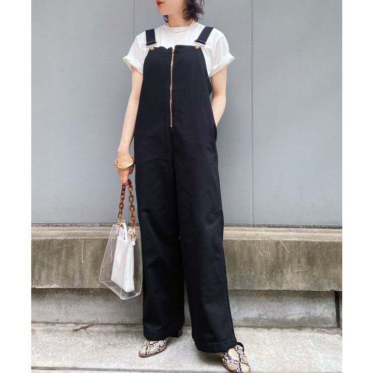 Lee×ViS】フロントジップサロペットパンツ【WEB限定カラー:ネイビー