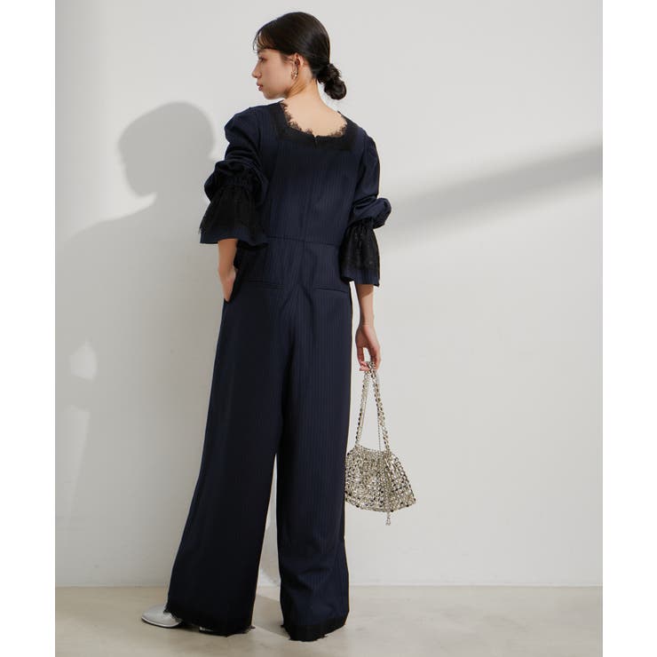 【VIS DRESS】ピンストライプレースオールインワン【洗える】 | VIS  | 詳細画像11 