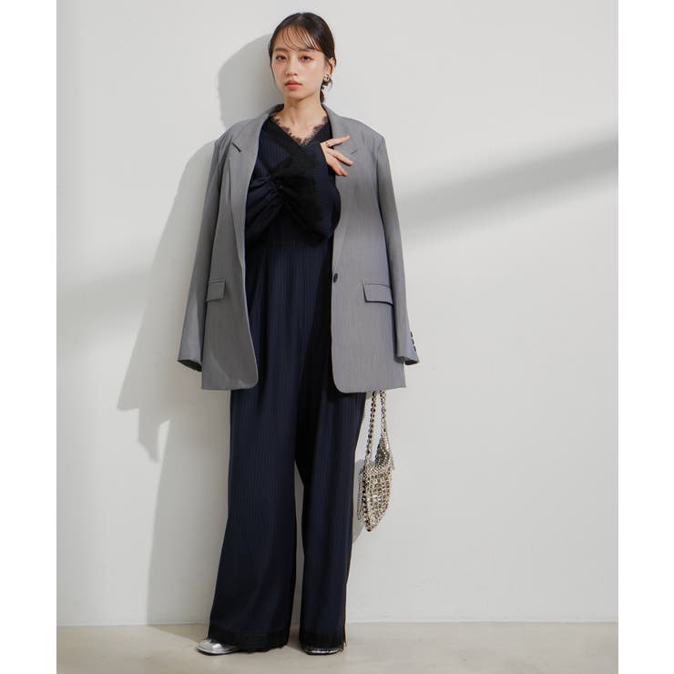 【VIS DRESS】ピンストライプレースオールインワン【洗える】 | VIS  | 詳細画像12 