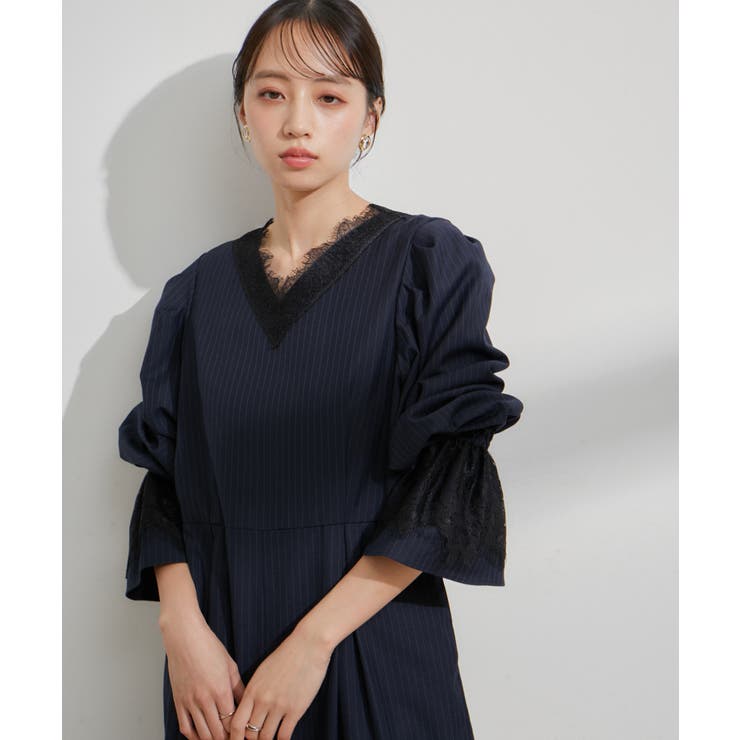 【VIS DRESS】ピンストライプレースオールインワン【洗える】 | VIS  | 詳細画像13 