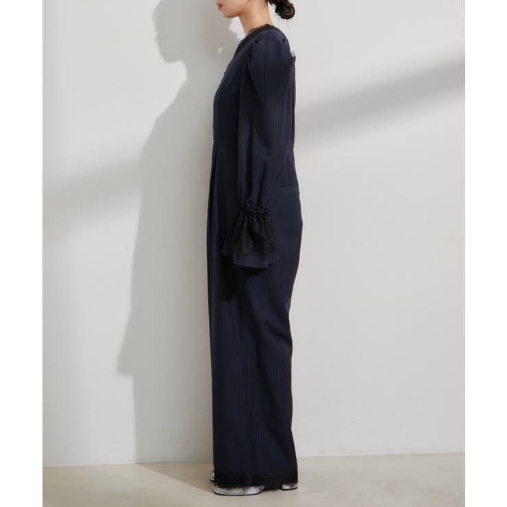 【VIS DRESS】ピンストライプレースオールインワン【洗える】 | VIS  | 詳細画像17 