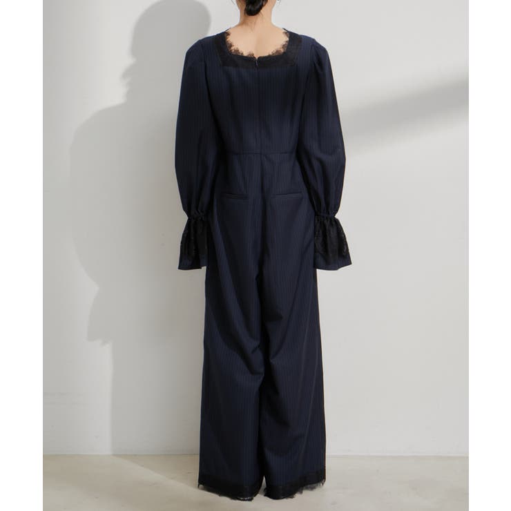 【VIS DRESS】ピンストライプレースオールインワン【洗える】 | VIS  | 詳細画像18 