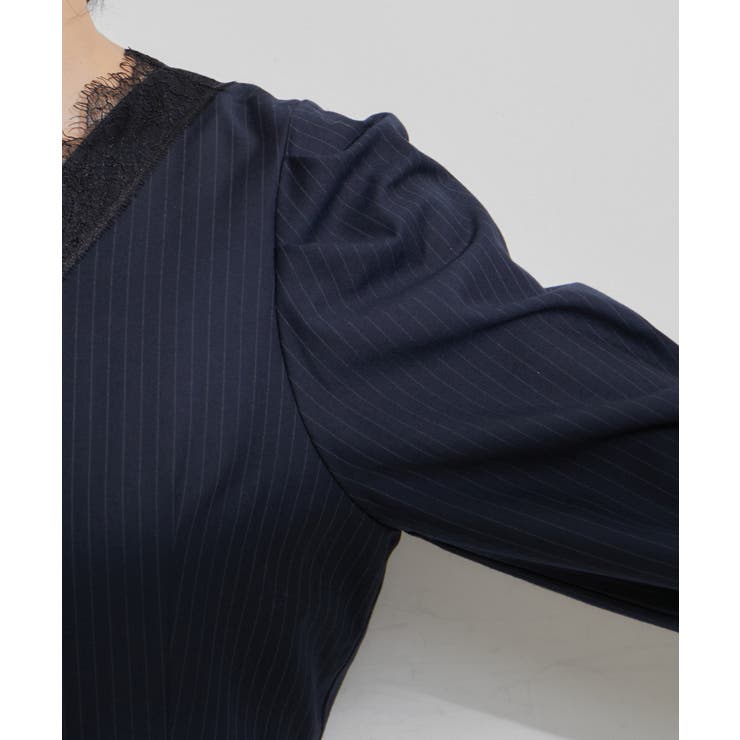 【VIS DRESS】ピンストライプレースオールインワン【洗える】 | VIS  | 詳細画像20 