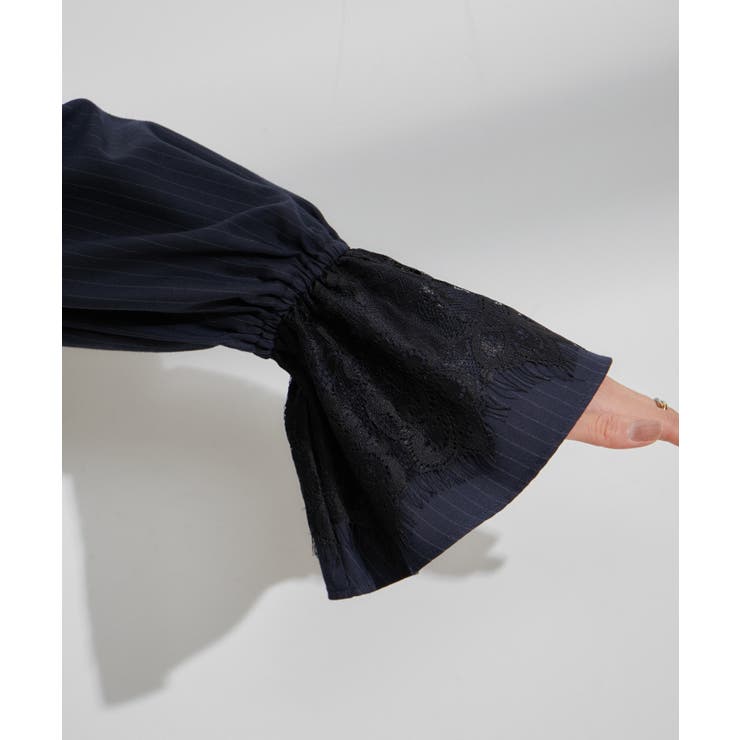 【VIS DRESS】ピンストライプレースオールインワン【洗える】 | VIS  | 詳細画像21 