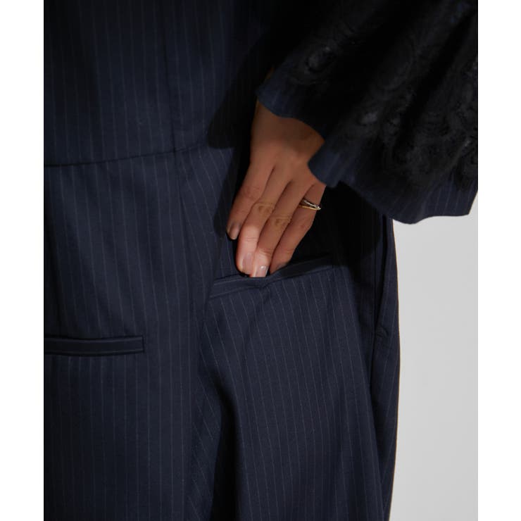 【VIS DRESS】ピンストライプレースオールインワン【洗える】 | VIS  | 詳細画像25 