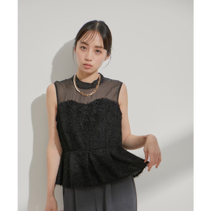 VISDRESS】異素材切り替えビスチェ風サロペット[品番：VISW0042330 VIS ビス異素材切り替えビスチェ風サロペットオールインワンブラック