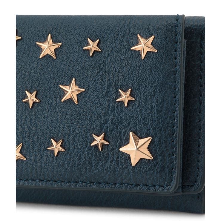 ★JIMMY CHOO★ ネイビー 三つ折り財布 スタースタッズ付き JIMMY CHOO ネイビー 星型スタッズ 三つ折り財布（星型スタッズ3