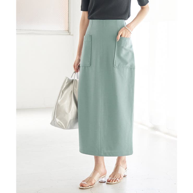 ブルー(44) | リネン調ジャージカラースカート | ROPE' PICNIC