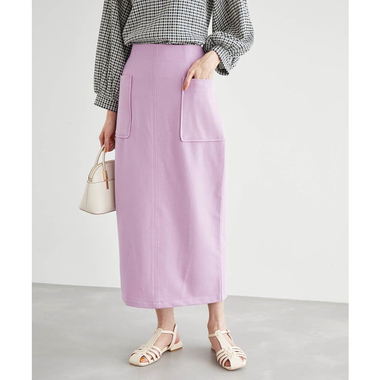 ラベンダー(52) | リネン調ジャージカラースカート | ROPE' PICNIC