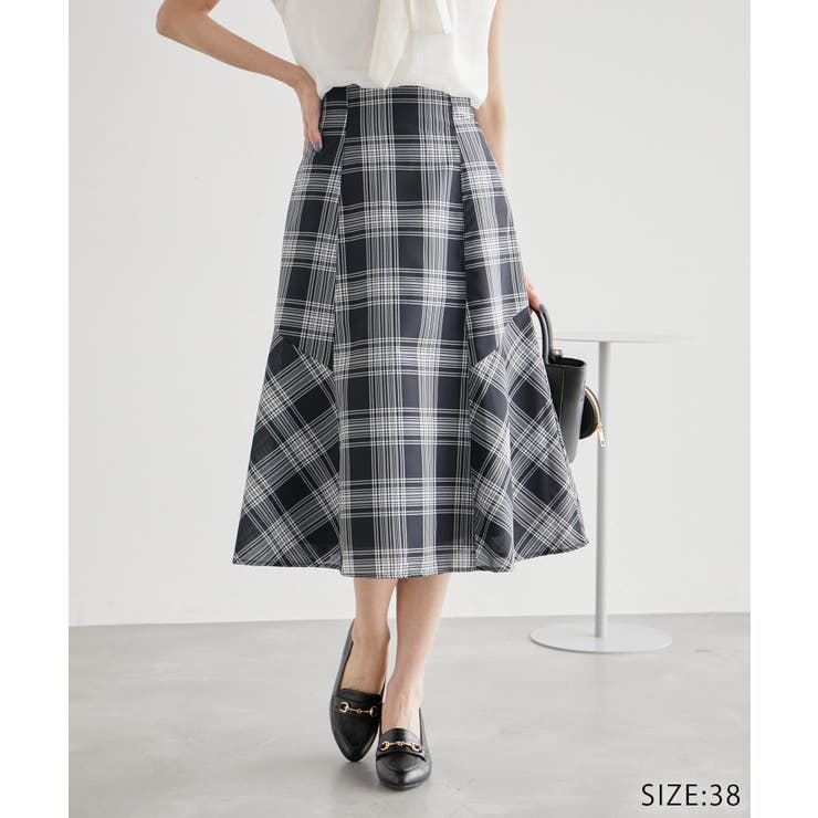 ブラック(01) | チェックボリュームスカート | ROPE' PICNIC