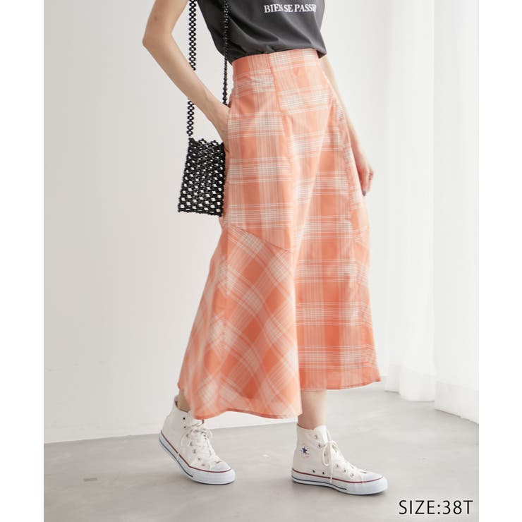 オレンジ(70) | チェックボリュームスカート | ROPE' PICNIC