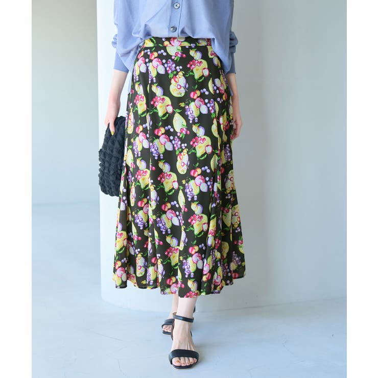 ブラック系(02) | リンクコーデ/Tropical Fruits柄マーメイドスカート | ROPE' PICNIC