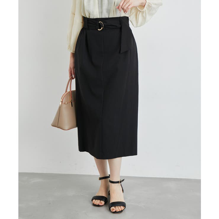 ブラック(01) | 洗える/2WAY・セットアップ対応/ウエストベルトストレートスカート | ROPE' PICNIC