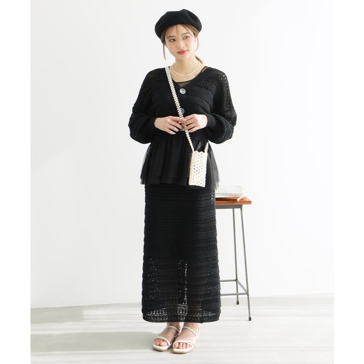 セットアップ対応/透かし編みテープヤーンIラインニットスカート | ROPE' PICNIC | 詳細画像2 