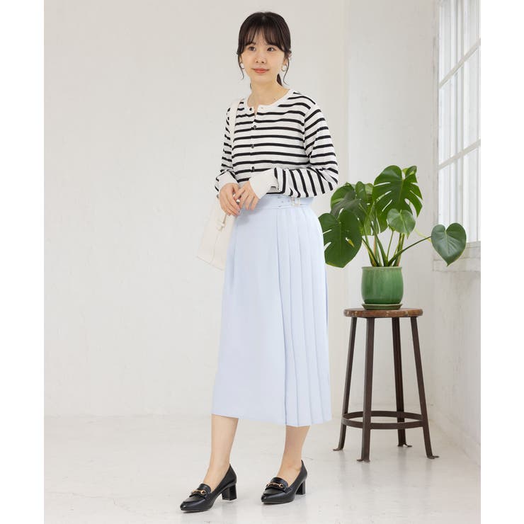 ロペ ROPE 花柄シフォン重ねプリーツスカート ブルー リボン レディース ロペ ROPE 花柄シフォン重ねプリーツスカート ブルー リボン