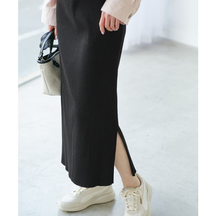 ブラック(01) | 【新色追加】小柄さん向けサイズあり/トタンテレコアイラインスカート | ROPE' PICNIC