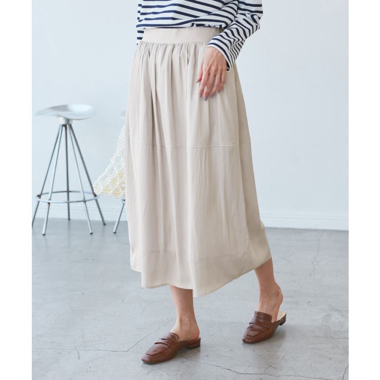 ベージュ(27) | チンツ切り替えギャザースカート | ROPE' PICNIC