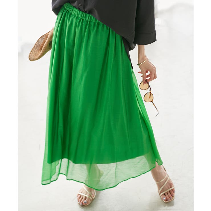 グリーン(30) | エアリーシアーギャザーロングスカート | ROPE' PICNIC
