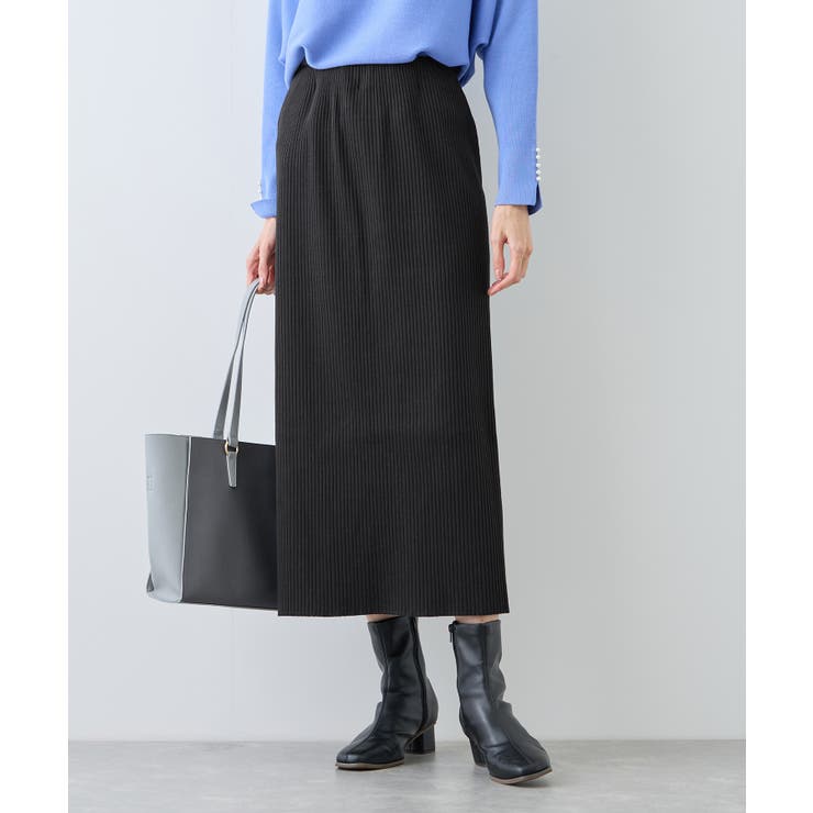 ブラック(01) | トタンテレコ Iラインリブニットスカート | ROPE' PICNIC