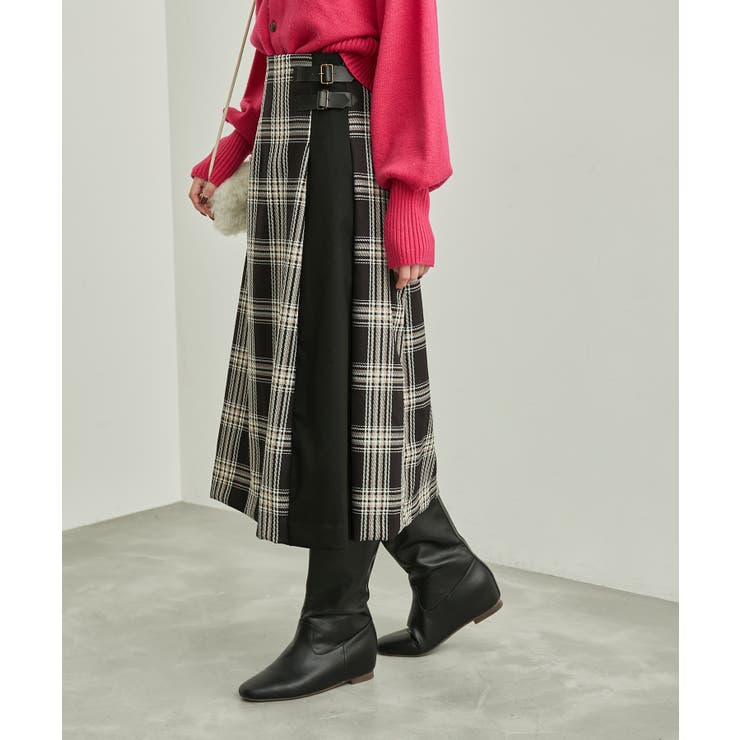 ブラック系(02) | チェックコンビキルトスカート | ROPE' PICNIC