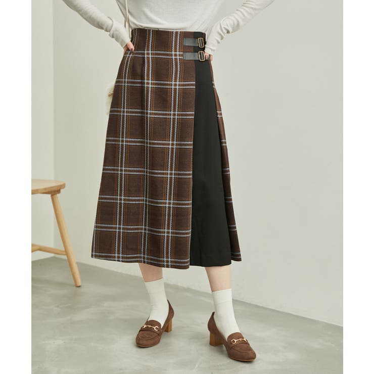 ダークブラウン系(21) | チェックコンビキルトスカート | ROPE' PICNIC