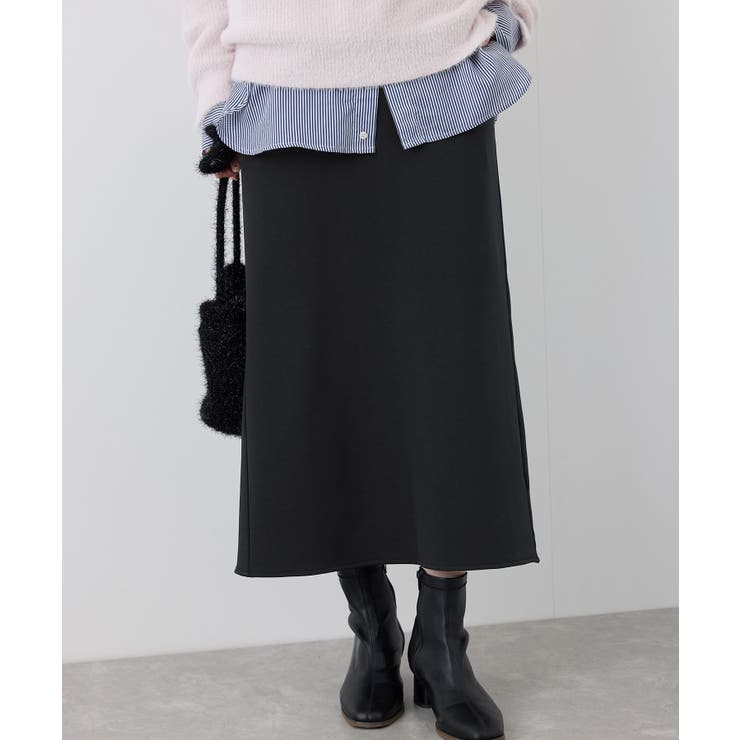 3サイズ展開】裏起毛ボンディングジョーゼットアイラインスカート[品番