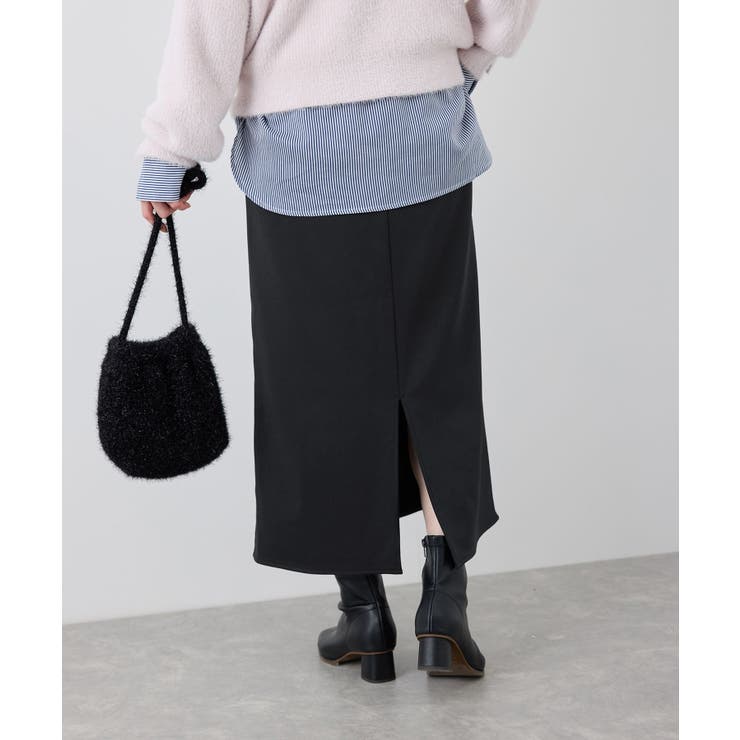 3サイズ展開】裏起毛ボンディングジョーゼットアイラインスカート[品番