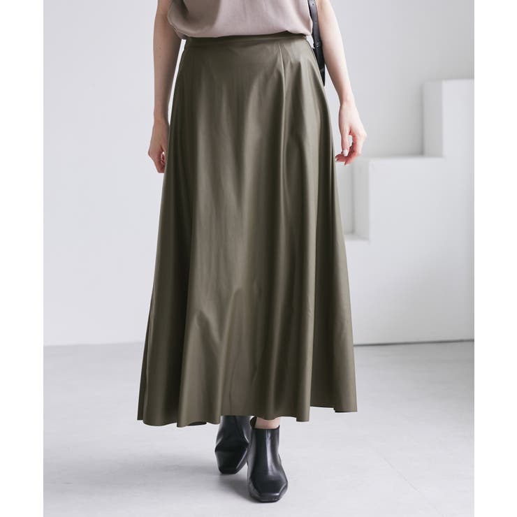 カーキー(36) | シンセティックレザーフレアロングスカート | ROPE' PICNIC