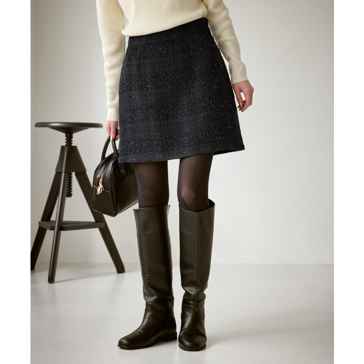 ネイビー(40) | ファンシーツイードチェックミニスカート | ROPE' PICNIC