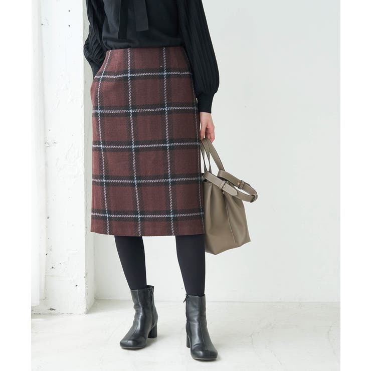 ダークブラウン(20) | 【WEB限定】coffeeチェックアイラインスカート | ROPE' PICNIC