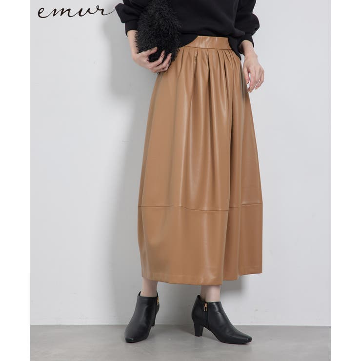 キャメル(25) | 【emur/エミュール】シンセティックレザーコクーンスカート | ROPE' PICNIC