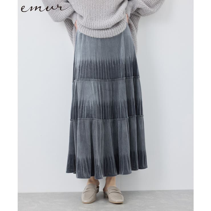 チャコール(06) | 【emur/エミュール】ベロアプリーツスカート | ROPE' PICNIC
