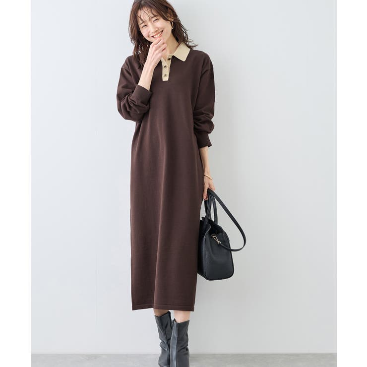 配色スキッパーニットワンピース | ROPE' PICNIC | 詳細画像1 