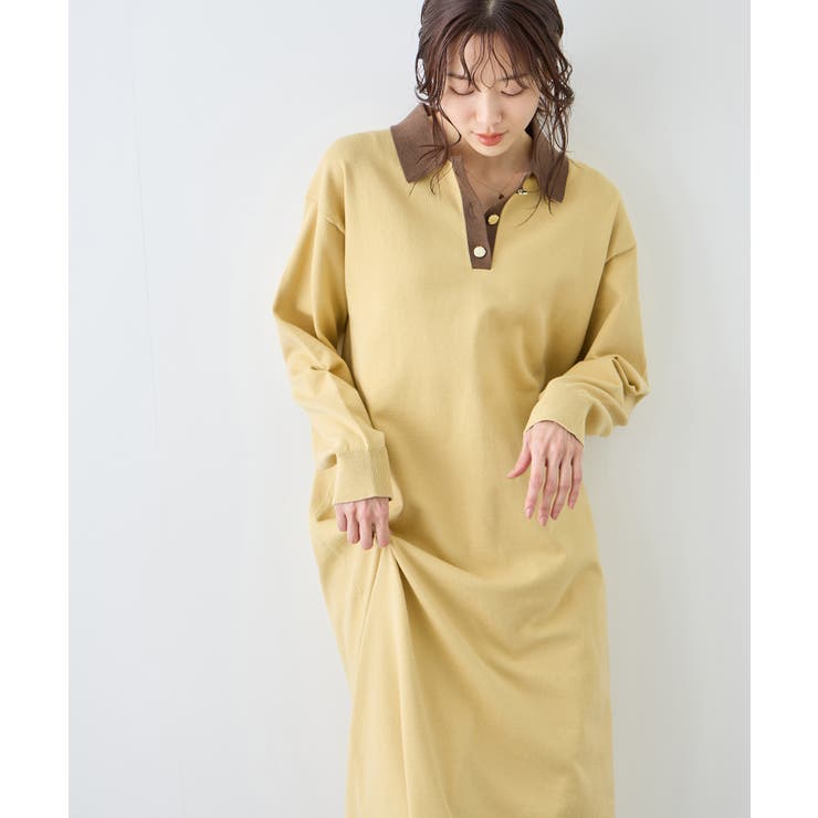 イエロー系(81) | 配色スキッパーニットワンピース | ROPE' PICNIC