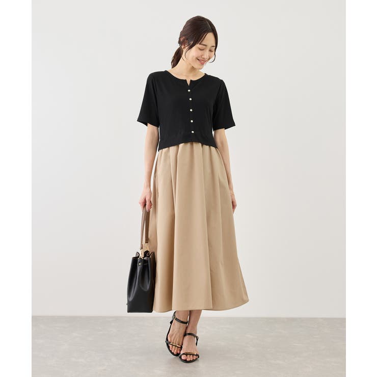 キーネック布帛ドッキングカットワンピース | ROPE' PICNIC | 詳細画像2 