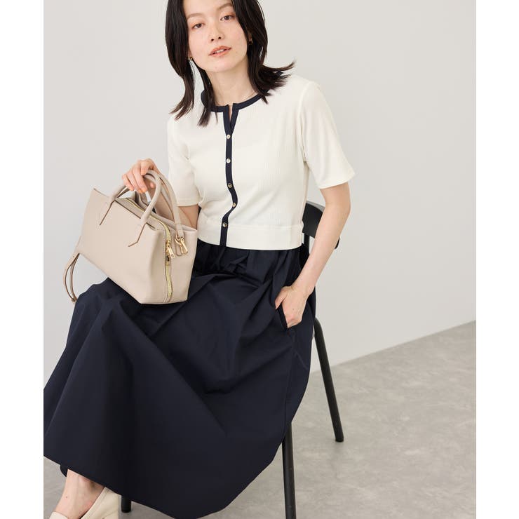 キーネック布帛ドッキングカットワンピース | ROPE' PICNIC | 詳細画像21 