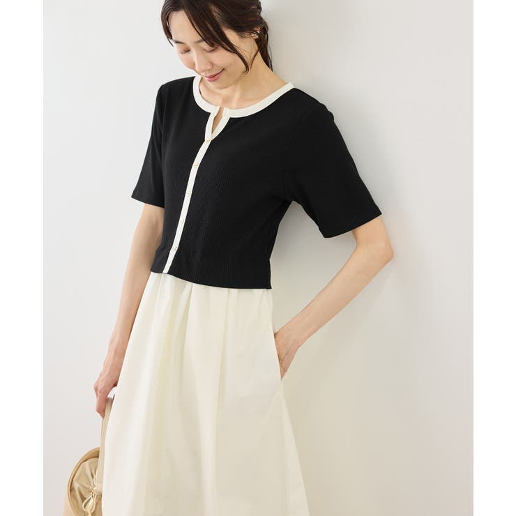 キーネック布帛ドッキングカットワンピース | ROPE' PICNIC | 詳細画像9 