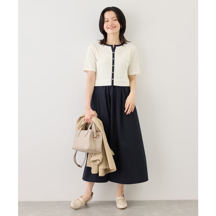 オフホワイト(15) | キーネック布帛ドッキングカットワンピース | ROPE' PICNIC