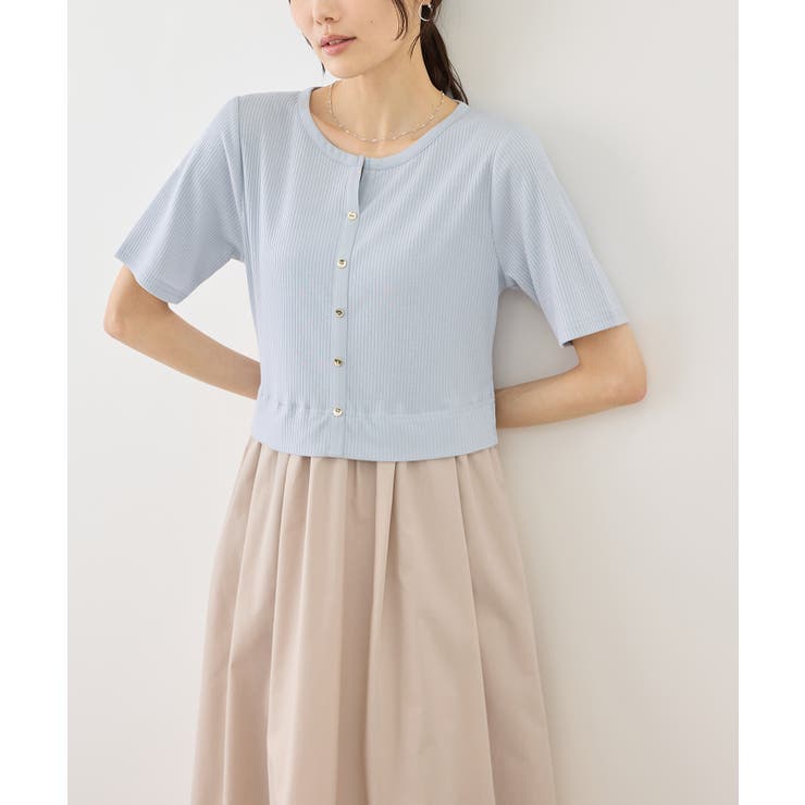サックス(48) | キーネック布帛ドッキングカットワンピース | ROPE' PICNIC
