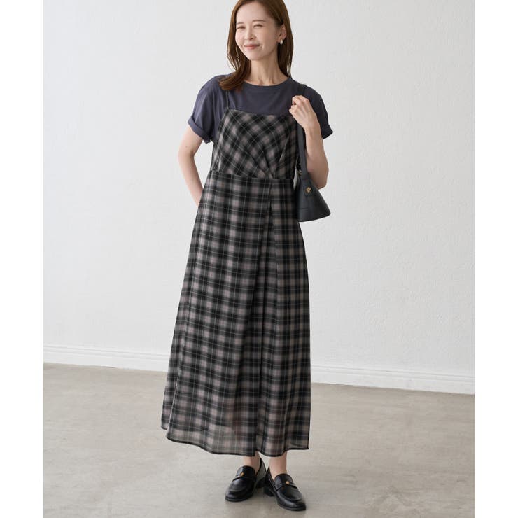 ブラック(01) | 【一部店舗限定】シアーマドラスチェックボイルキャミワンピース | ROPE' PICNIC