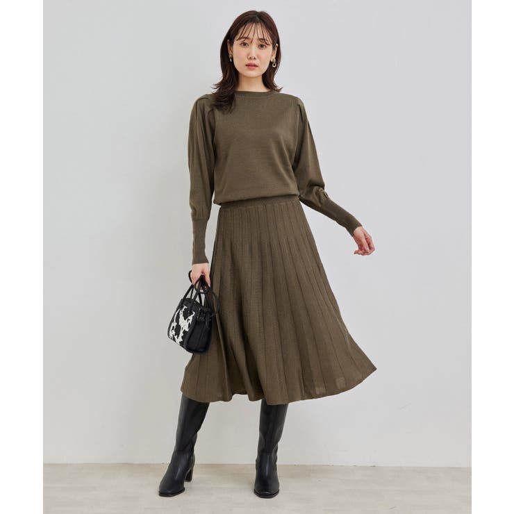 袖ボリュームプリーツニットワンピース[品番：RPCW0022602]｜ROPE  