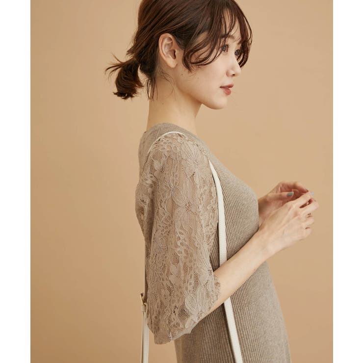 着丈が選べる/レース袖リブ使いニットワンピース | ROPE' PICNIC | 詳細画像13 