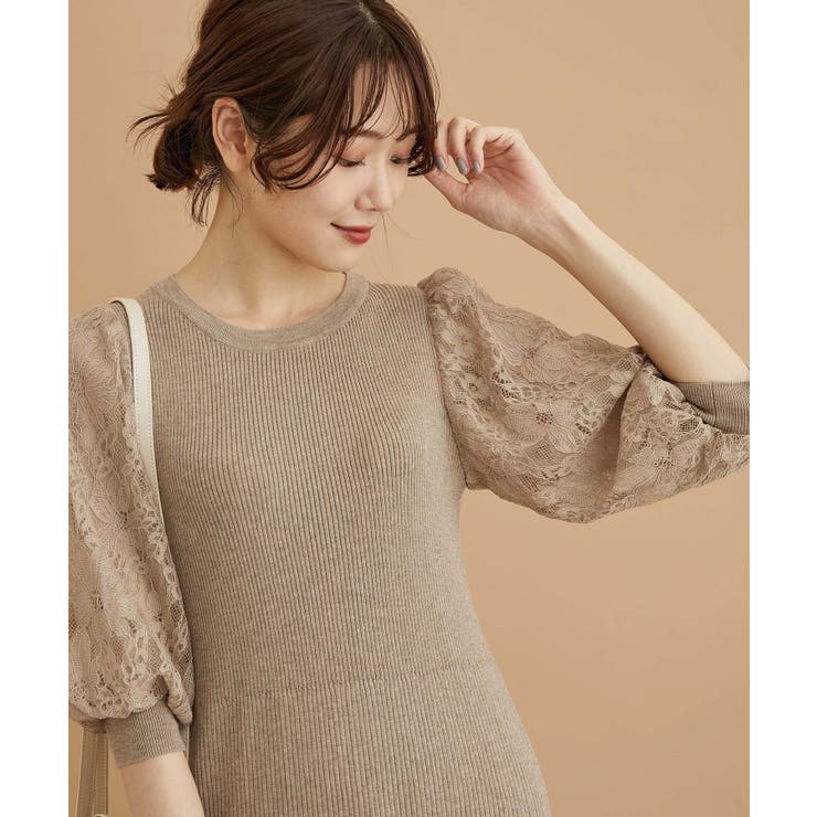 着丈が選べる/レース袖リブ使いニットワンピース | ROPE' PICNIC | 詳細画像14 