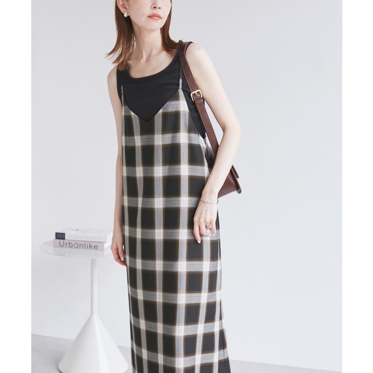 ブラック(01) | オンブレチェックキャミソールワンピース | ROPE' PICNIC
