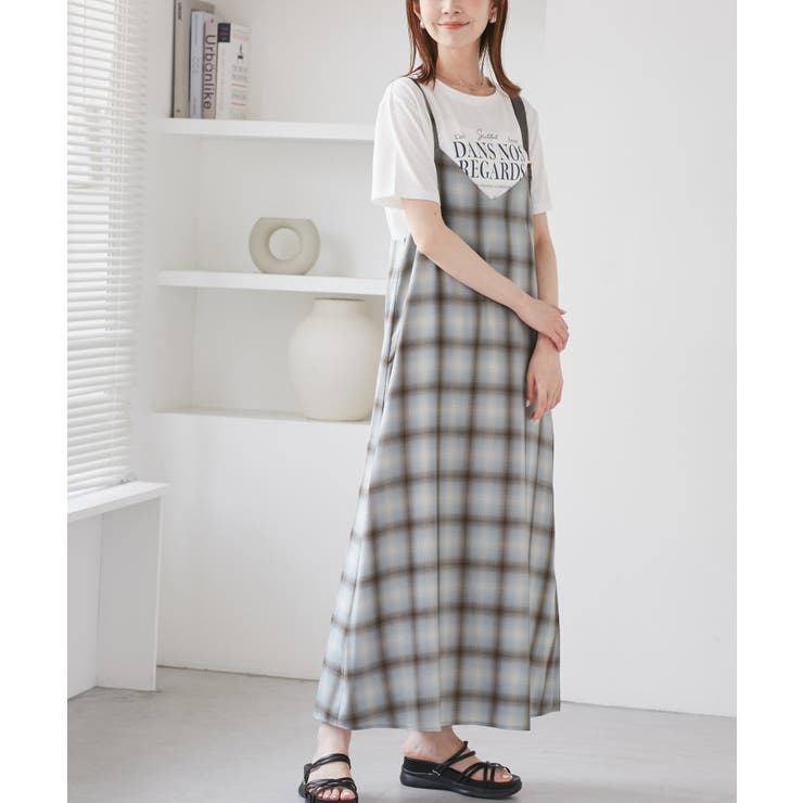 サックス(48) | オンブレチェックキャミソールワンピース | ROPE' PICNIC