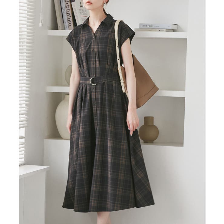 ブラック系(02) | ウエストタックチェックアソートワンピース | ROPE' PICNIC