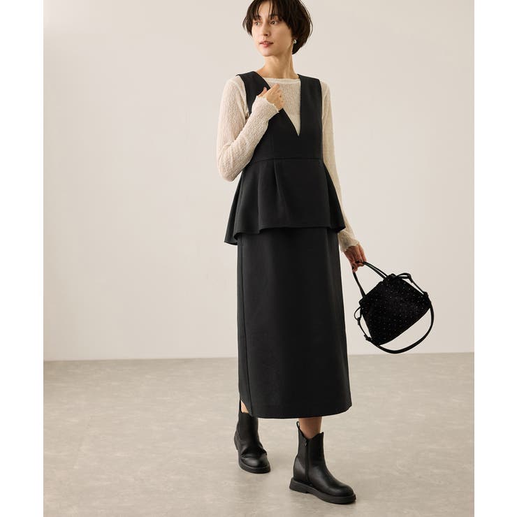 【新色追加】レイヤード風ペプラムジャンパースカート | ROPE' PICNIC | 詳細画像2 